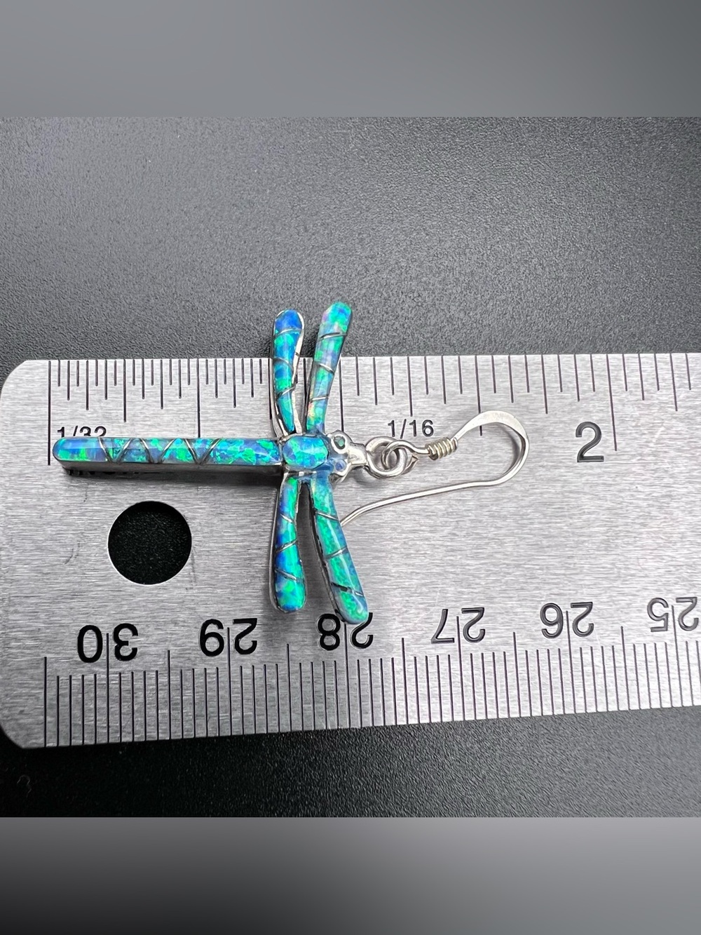 Opal Inlay Dragonfly Earrings - Picture 4 of 5